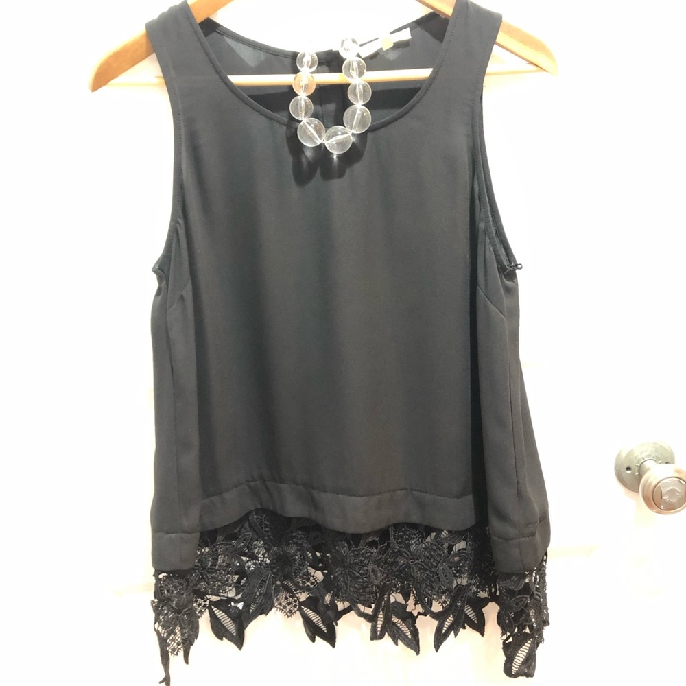 Little Black Tank with Lace Detail